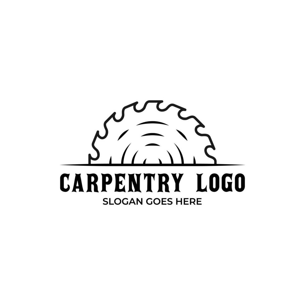 plantilla de logotipo para trabajos de carpintería. logotipo de media hoja de sierra. vector