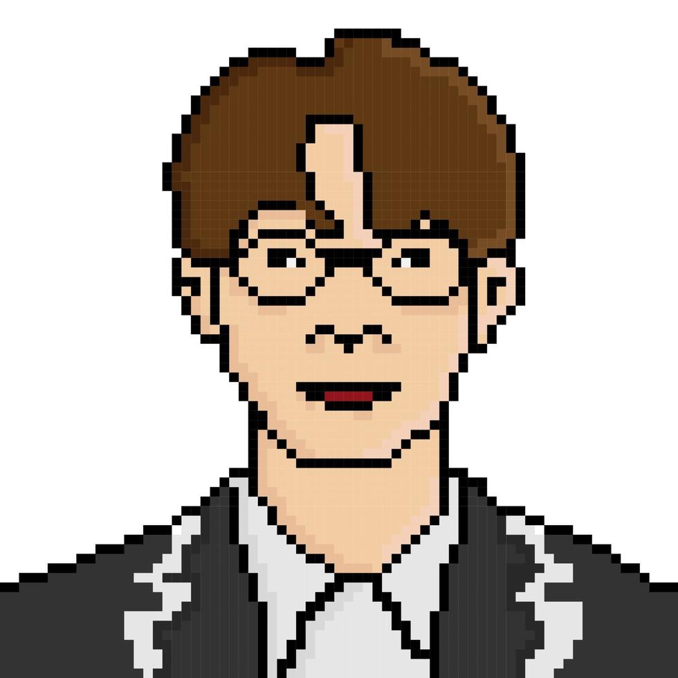 pixel art estilo hombre negocio personaje ilustración vector