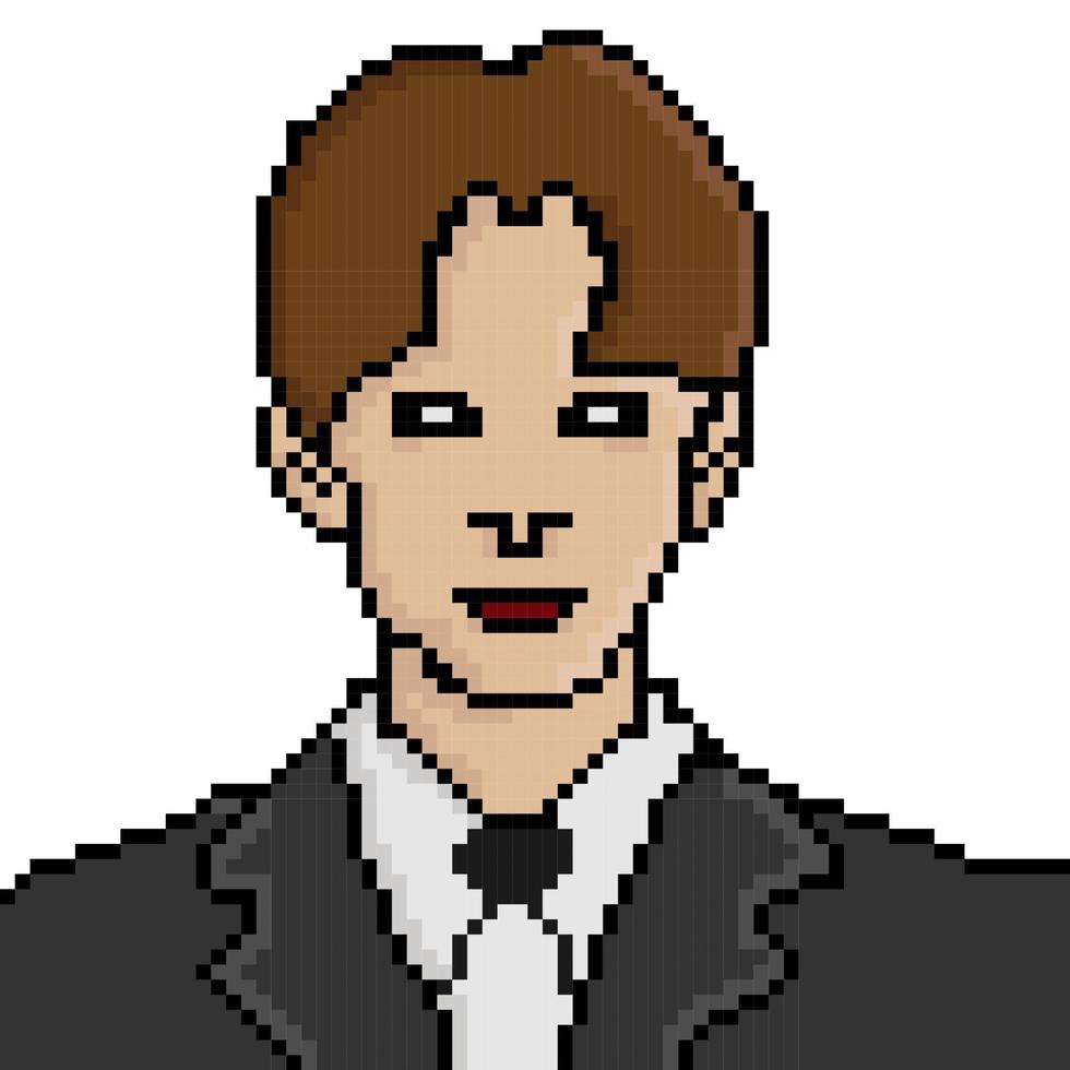 Pixel art style man business character illustration vector