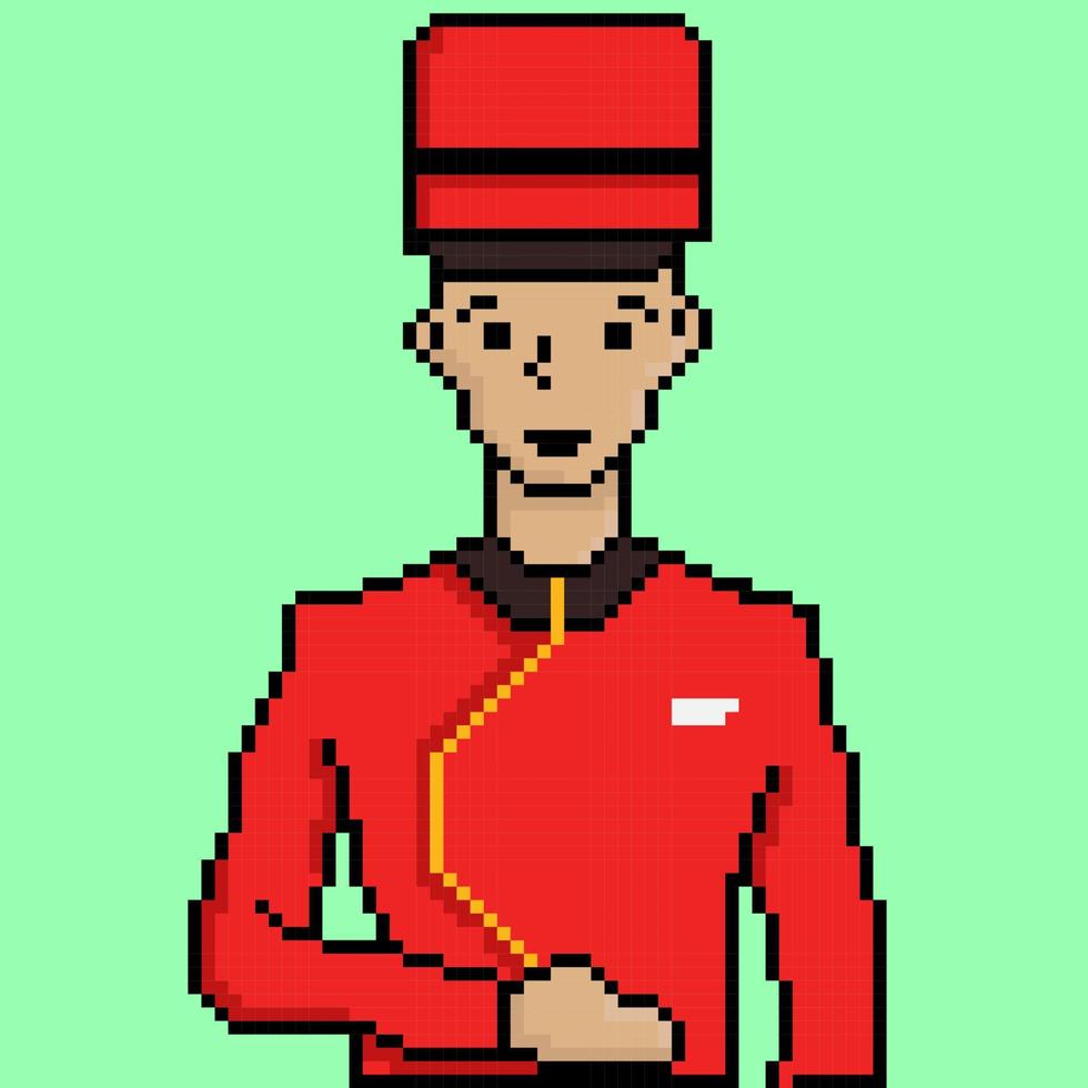 estilo diseño pixel hombre chef ilustración vector