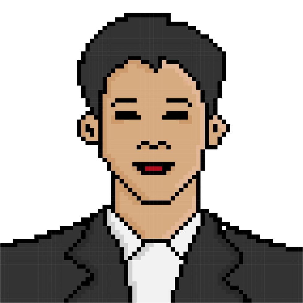 Pixel art style man business character illustration vector