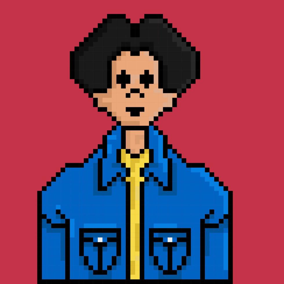 joven avatar pixel art estilo diseño ilustración vector