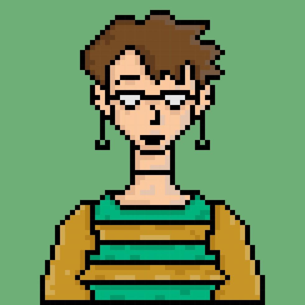 ilustración de personaje de personas de estilo pixel art vector