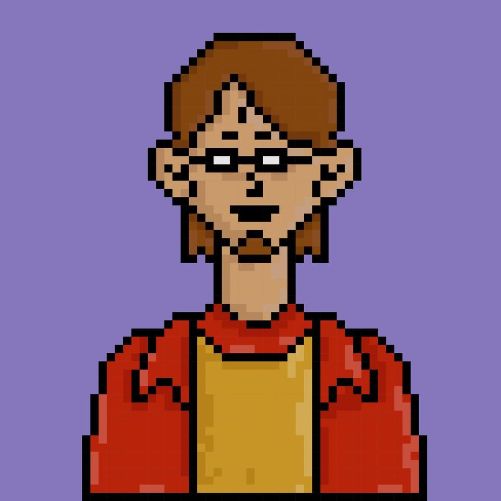 ilustración de personaje de personas de estilo pixel art vector