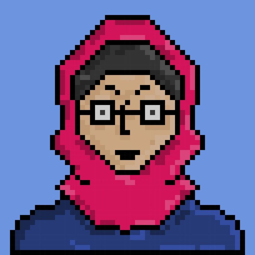 ilustración de personaje de personas de estilo pixel art vector