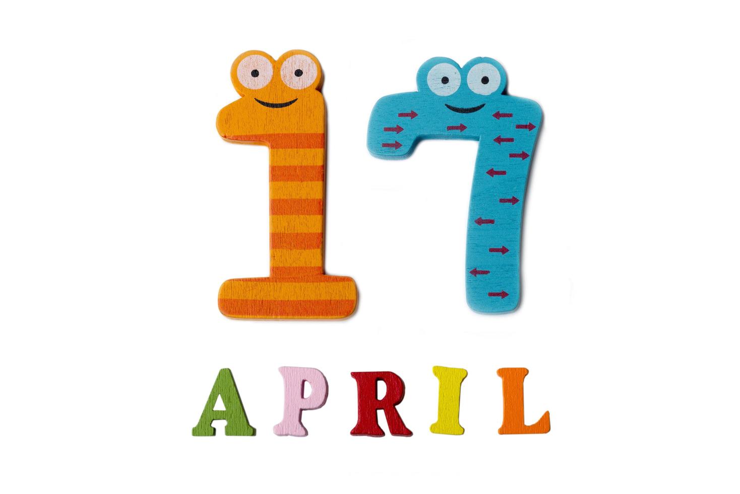 April 17 on a white background of numbers and letters. photo