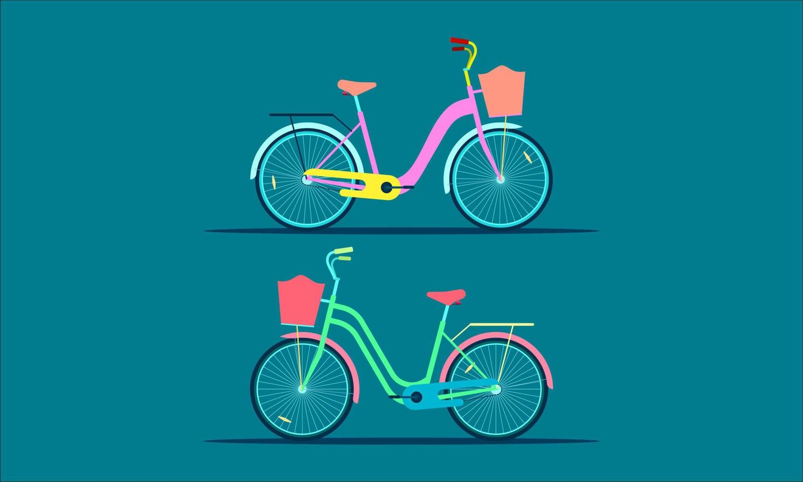 la bicicleta de dos casas. estilo moderno colorido plano. ilustración vectorial eps10 vector