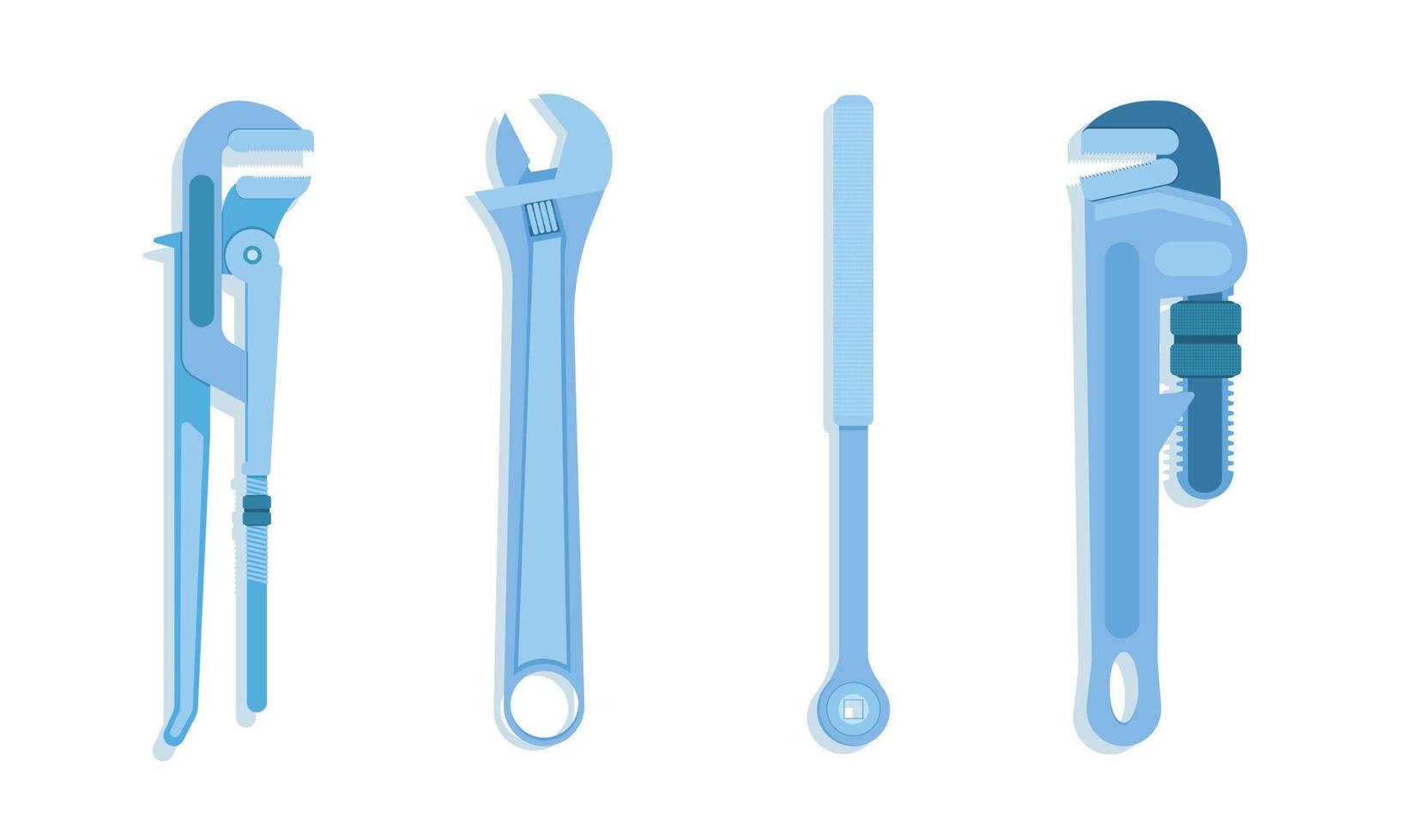 set of wrench pipe cheater bar blue tone vector illustration eps10