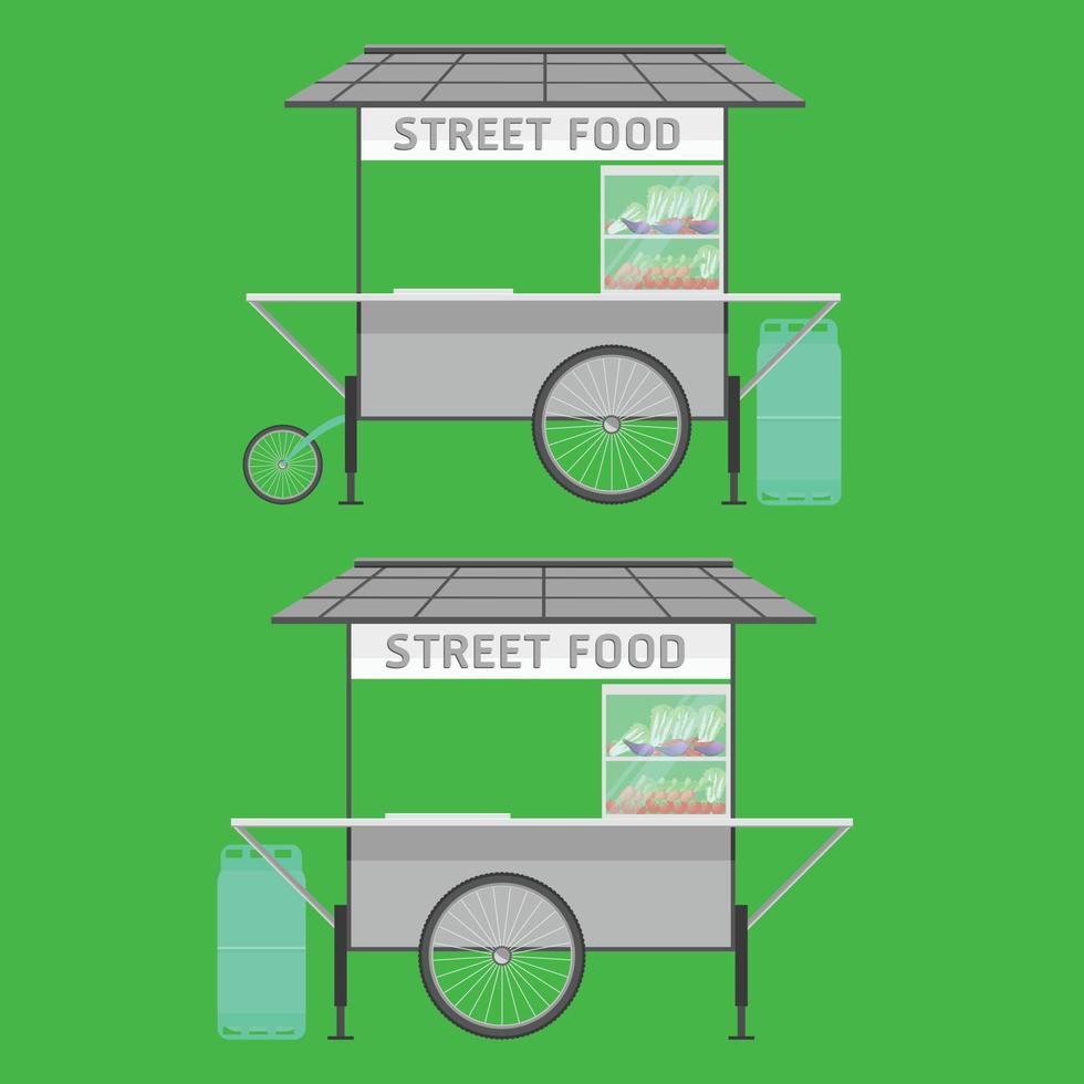 thailand street food cart waggon wagon trolley barrow vector illustration eps10