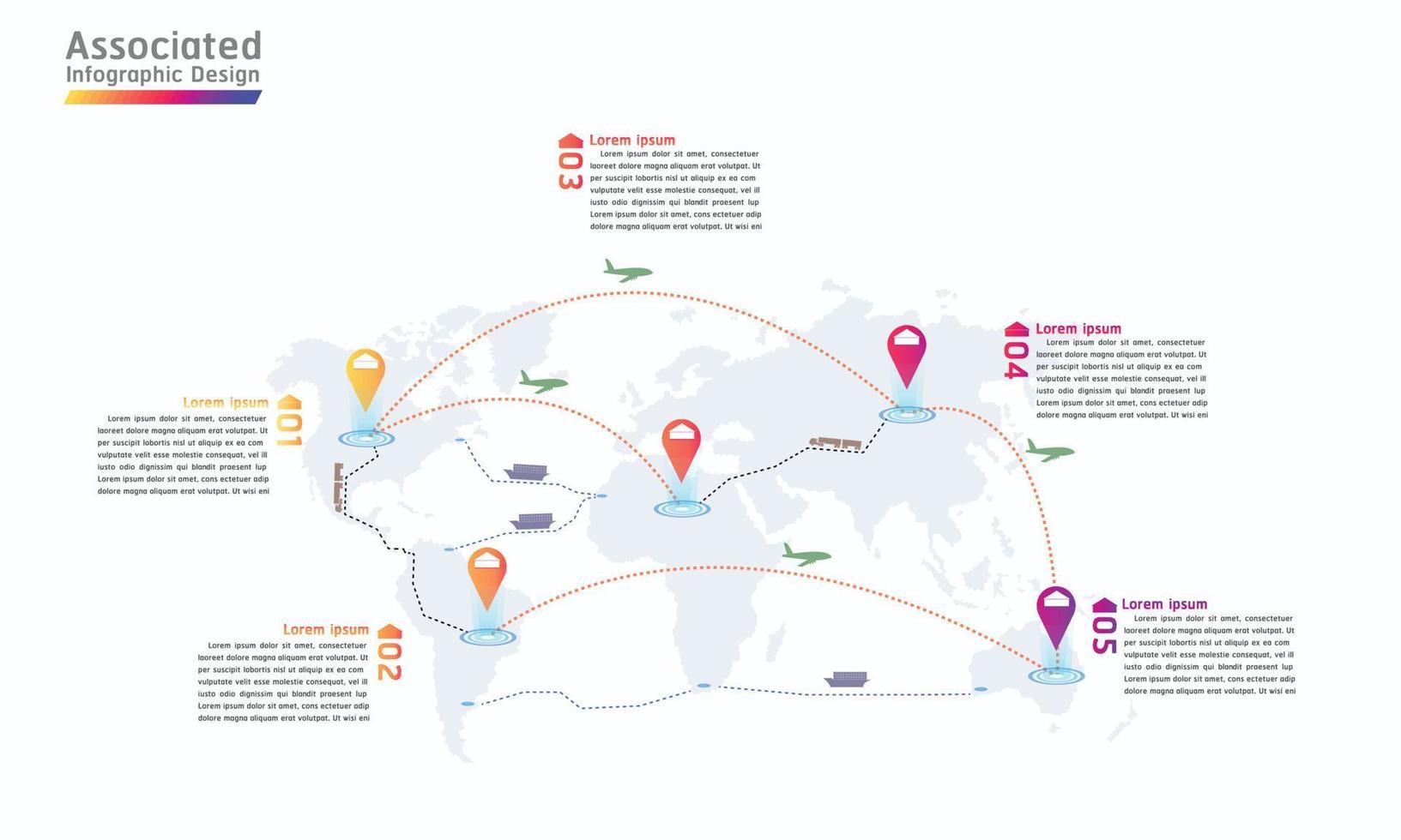 associated company factory world map mark point infographic design vector illustration eps10