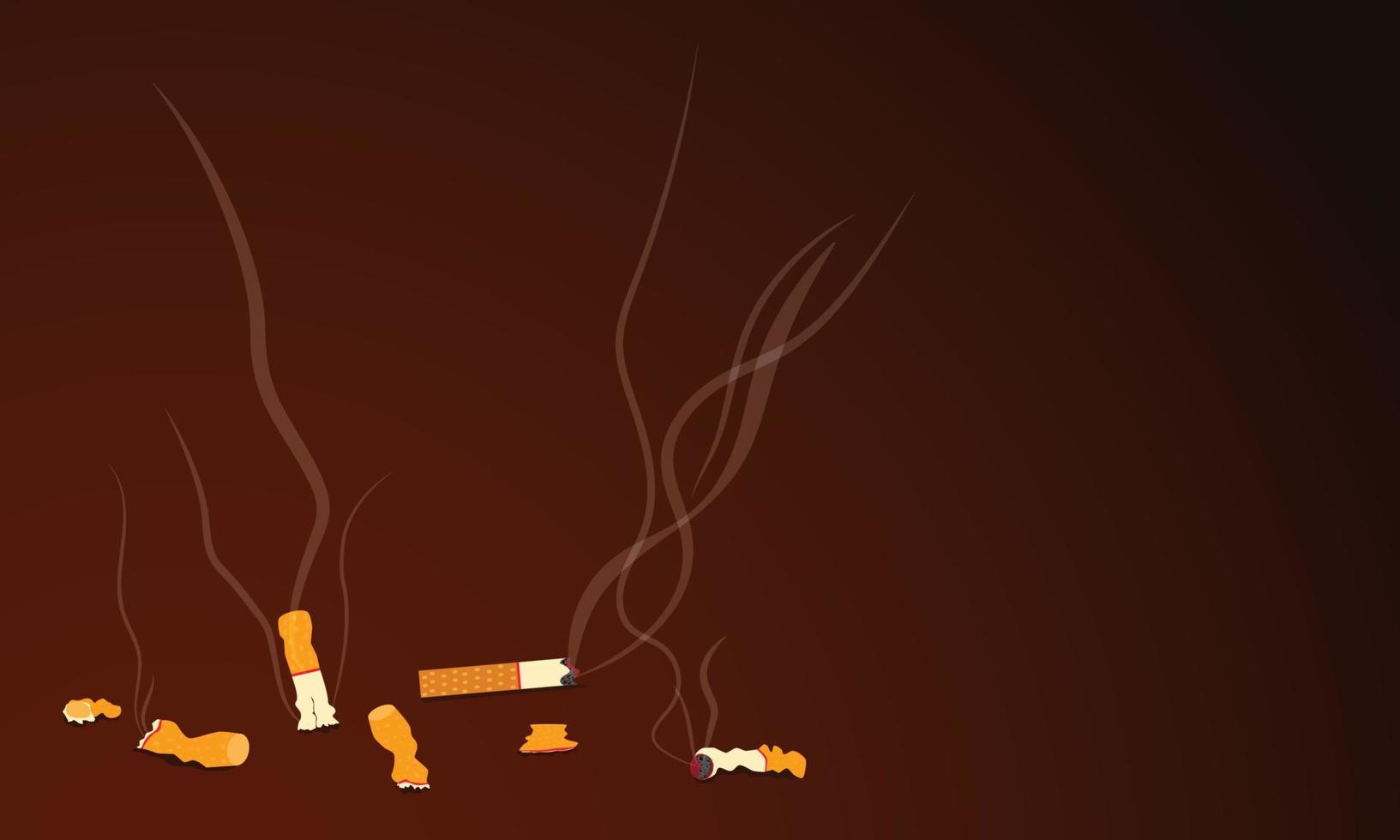 cugarette stub. dangerous to health kid other people. vector illustration eps10