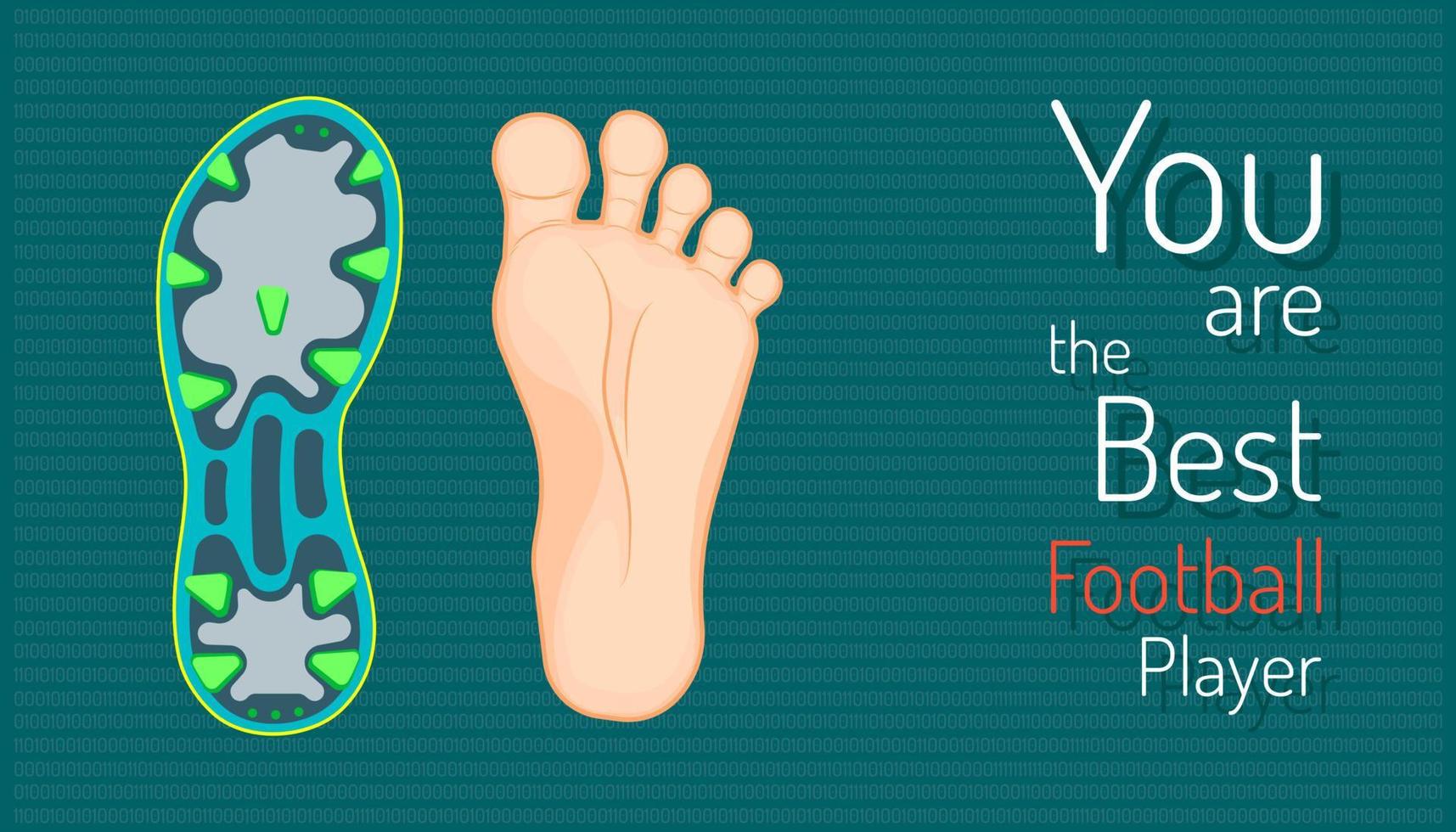 you are the best football player. left foot and right football boots. beautiful color background. vector illustration eps10