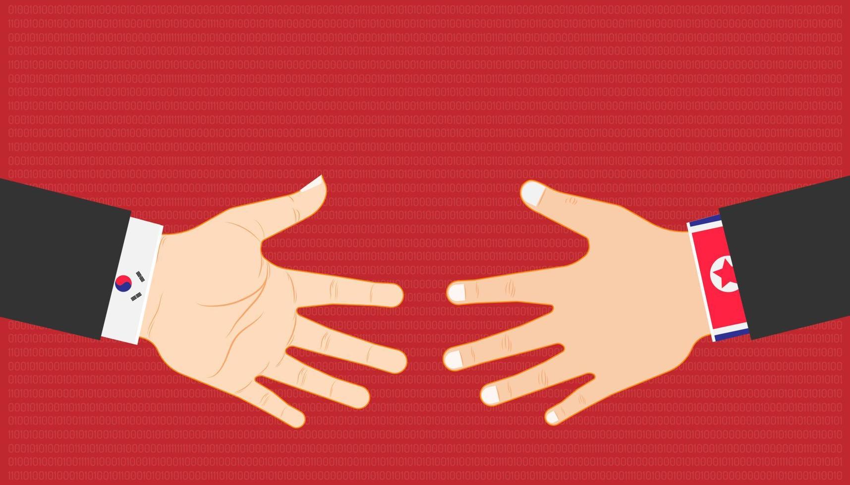 business marketing concept. country leader shake hand between north and south korea for trade relations. vector illustration eps10