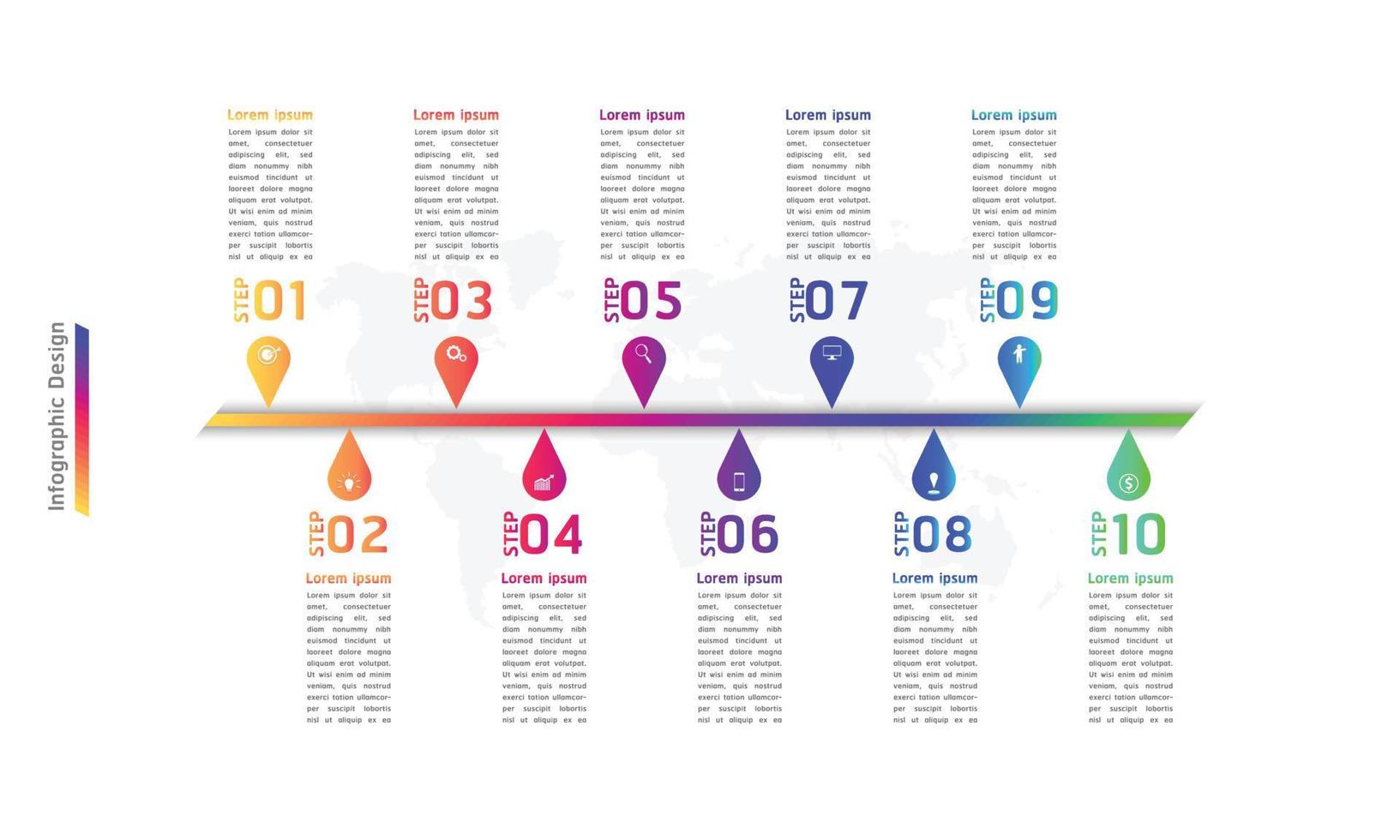 timeline mark point infographic design 10 steps vector illustration eps10