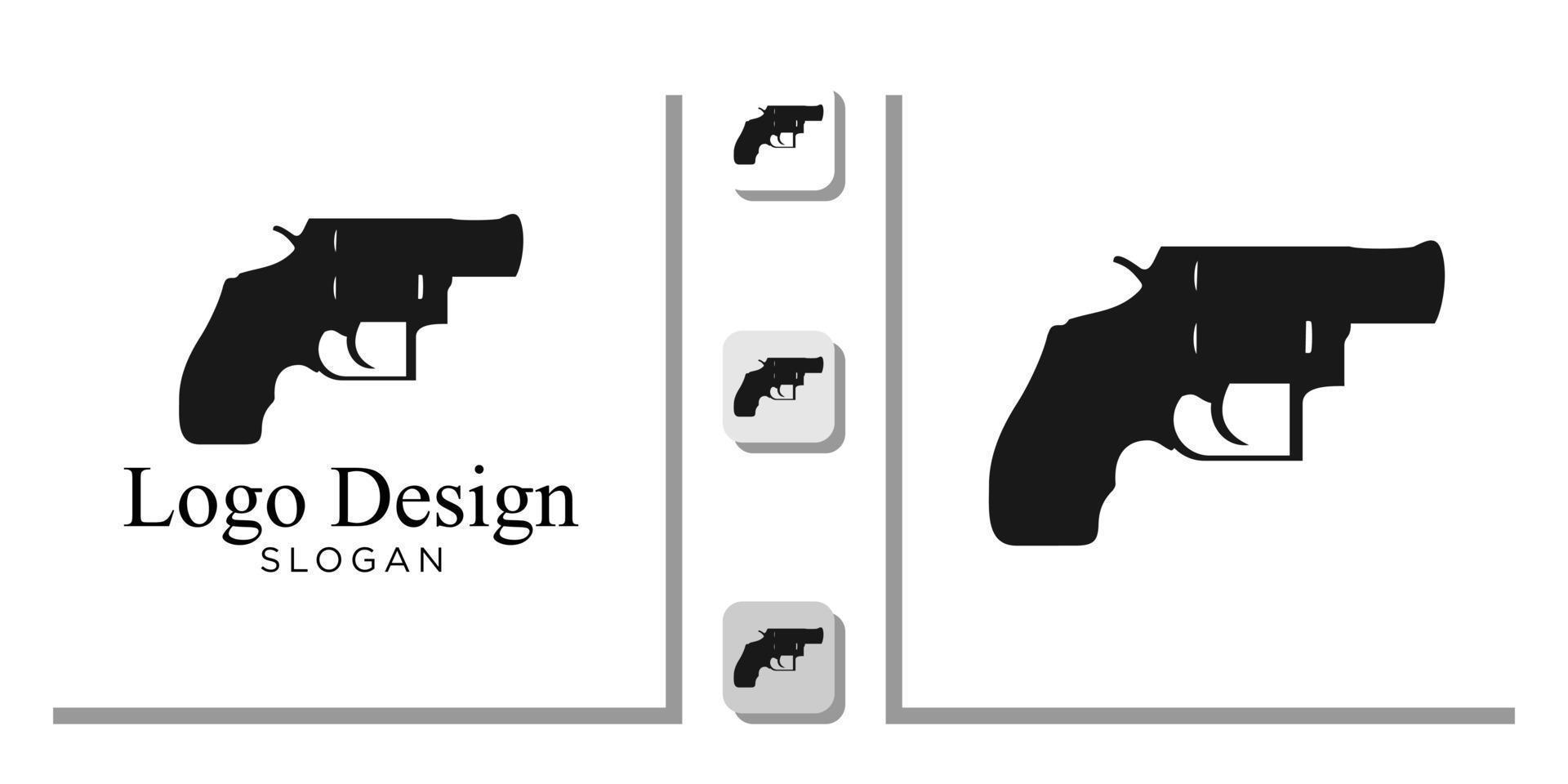 logo design pistol revolver protection security military handgun weapon with app template vector