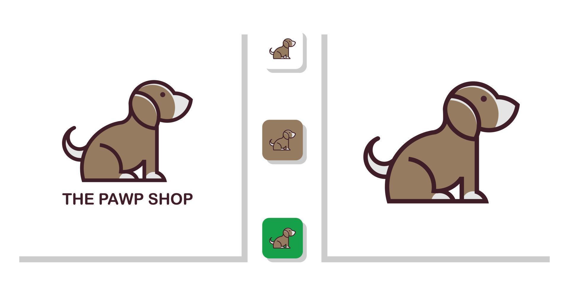 the pawp shop symbol funny cute dog sitting cartoon animal with app template vector