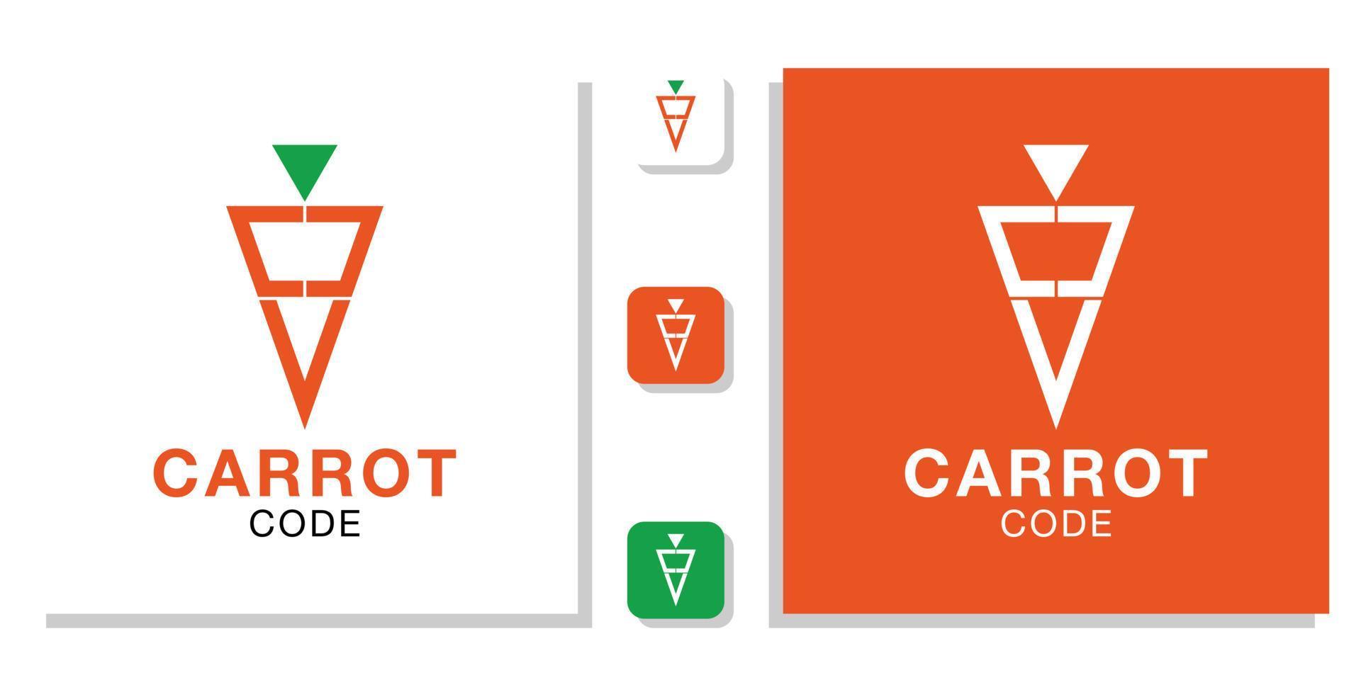 carrot code coding technology triangle orange green abstract growth nature fresh with app template vector