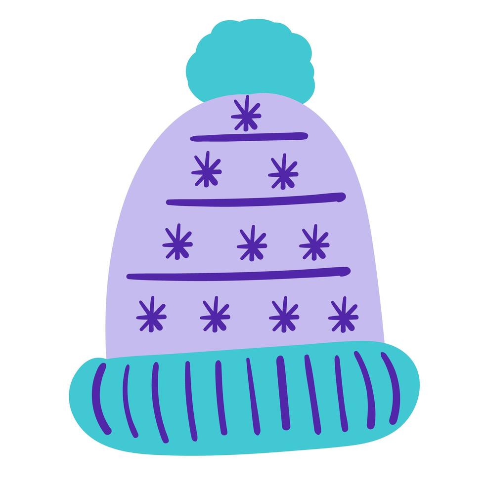 Gorro de punto con ornamento aislado sobre fondo blanco. vector