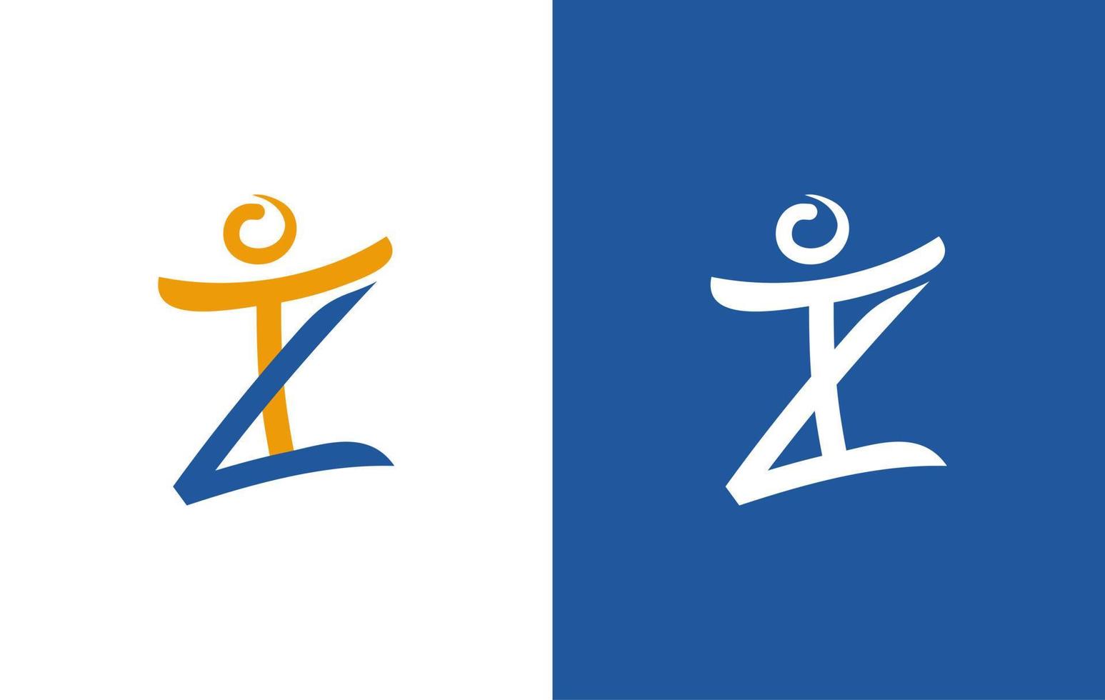 iniciales letra z y t formando un ser humano. logotipo único. vector