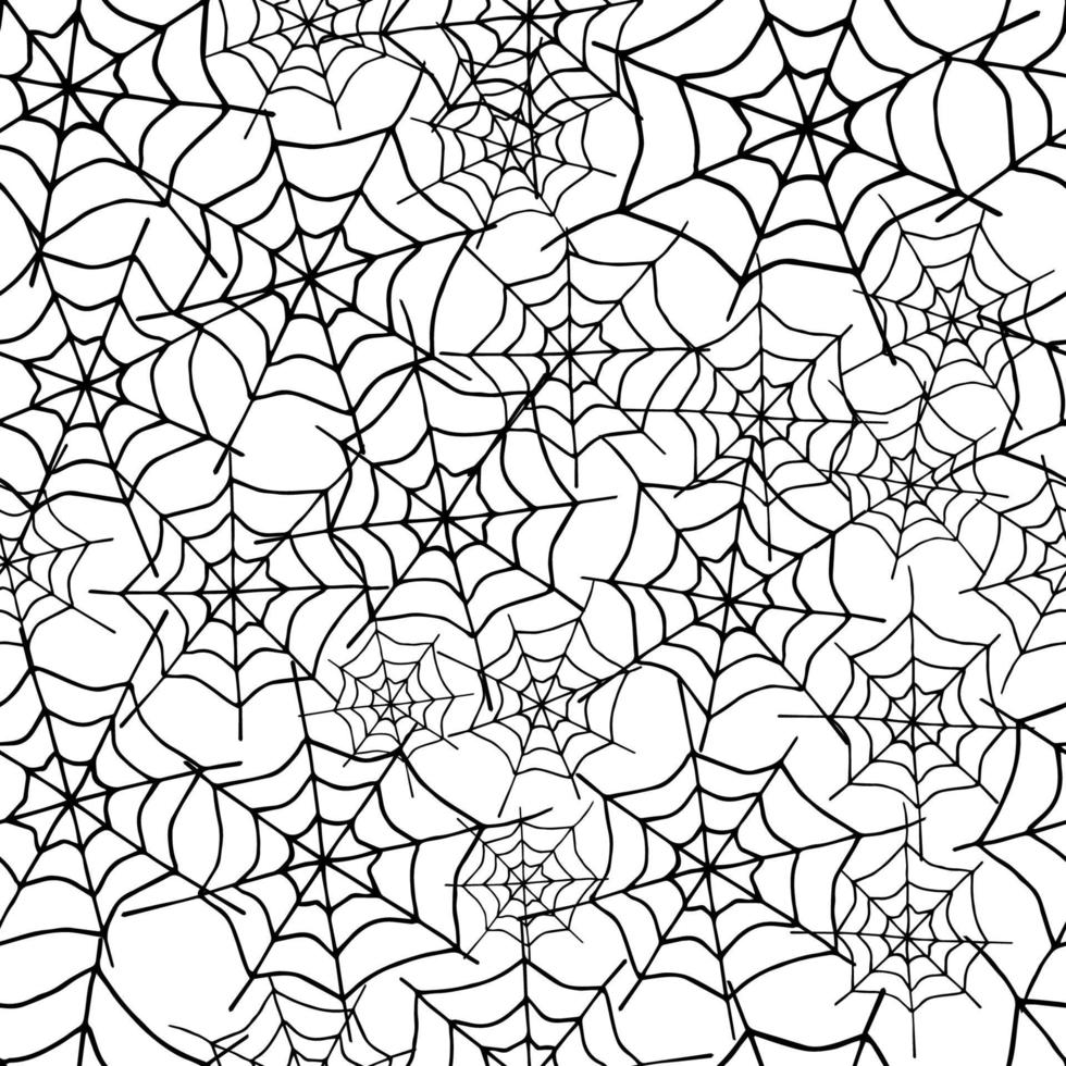 Happy Halloween vector seamless pattern. Spider web background. Holiday colorful texture  for wrapping, wallpaper, textile, scrapbooking. Hand drawn vector illustration in doodle style.