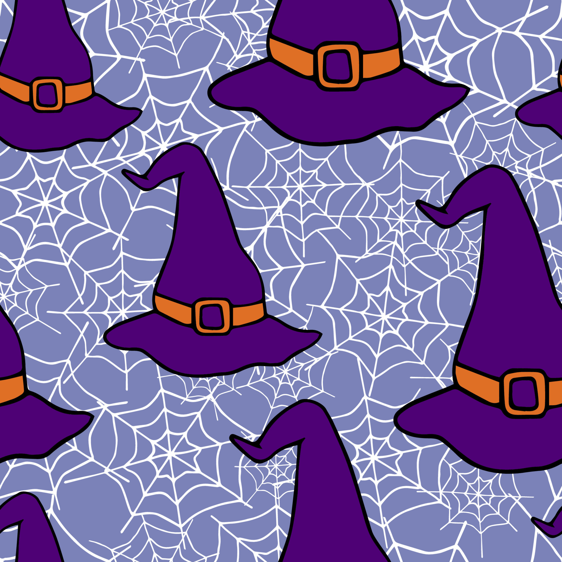 Happy Halloween vector seamless pattern. Witch hat background. Holiday