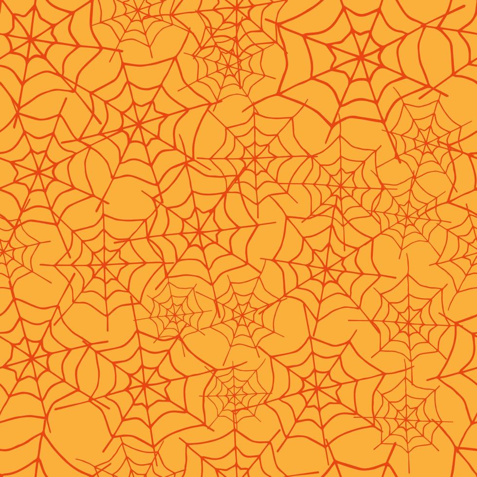 Happy Halloween vector seamless pattern. Spider web background. Holiday colorful texture  for wrapping, wallpaper, textile, scrapbooking. Hand drawn vector illustration in doodle style.