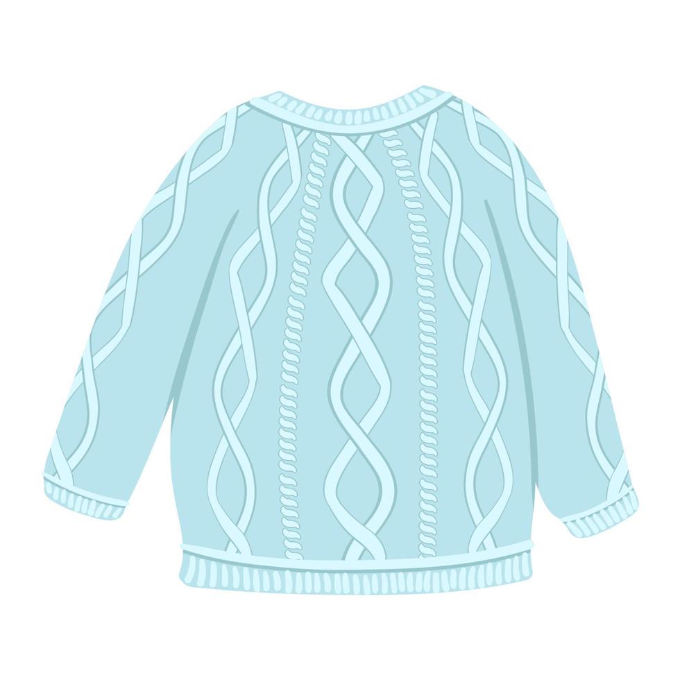 suéter de punto azul, suéter, ilustración de vector de chaqueta, aislado sobre fondo blanco.