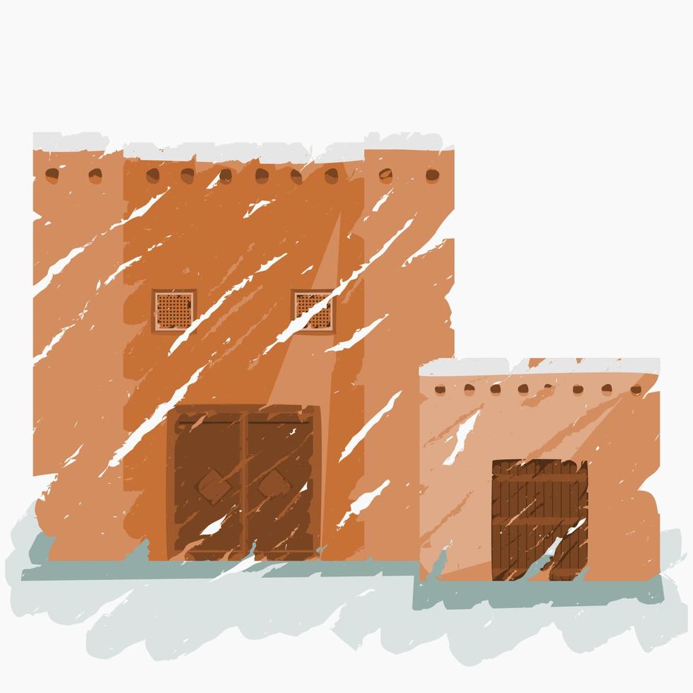 Editable Traditional Arab House Vector Illustration in Brush Strokes Style for Islamic Moments or Middle Eastern History and Culture Related Design