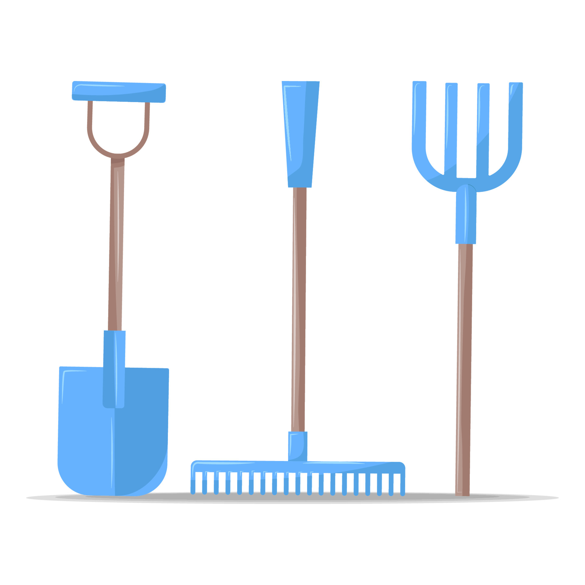 Gardening tools shovel rack pitchfork set isolated 5367750 Vector Art ...