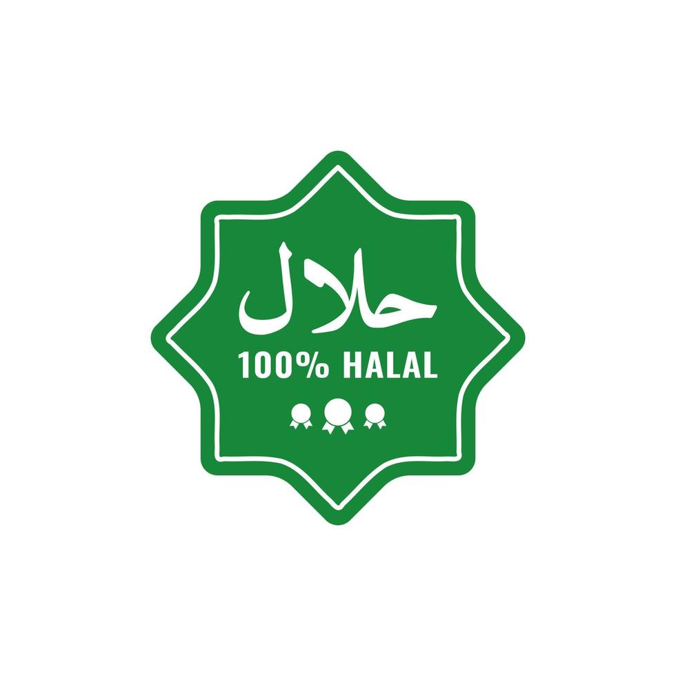 Halal Food Icon Logo Stamp Vector, Halal Certificate Tag Sign for Food and Drink Product Sticker vector