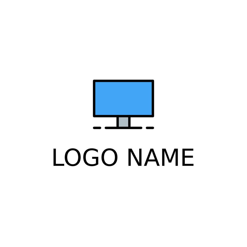 Simple Computer Monitor Logo Design vector