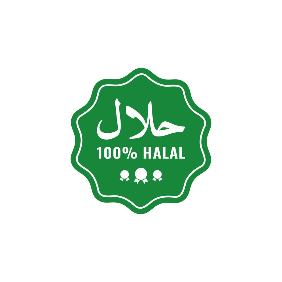 Halal Food Icon Logo Stamp Vector, Halal Certificate Tag Sign for Food and Drink Product Sticker vector