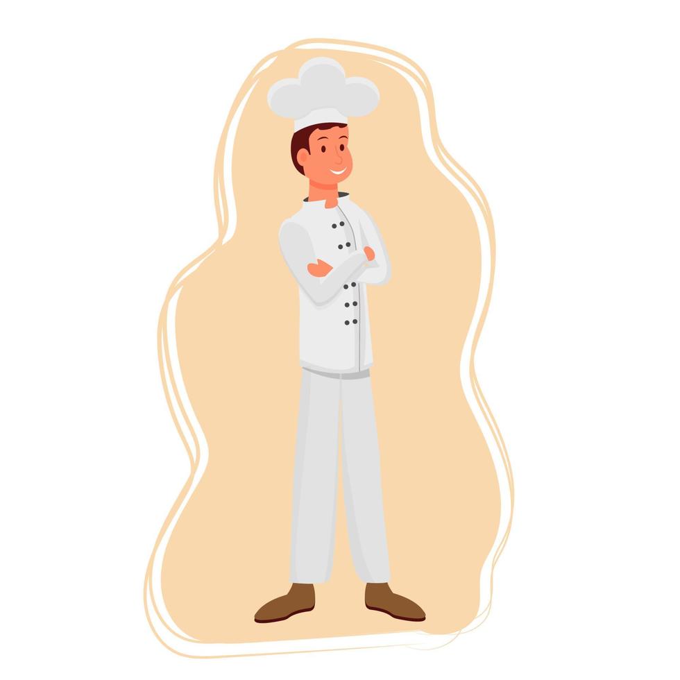 personaje de chef en uniforme de pie y sonriendo ilustración vectorial de stock editable y aislada. ilustración vectorial vector