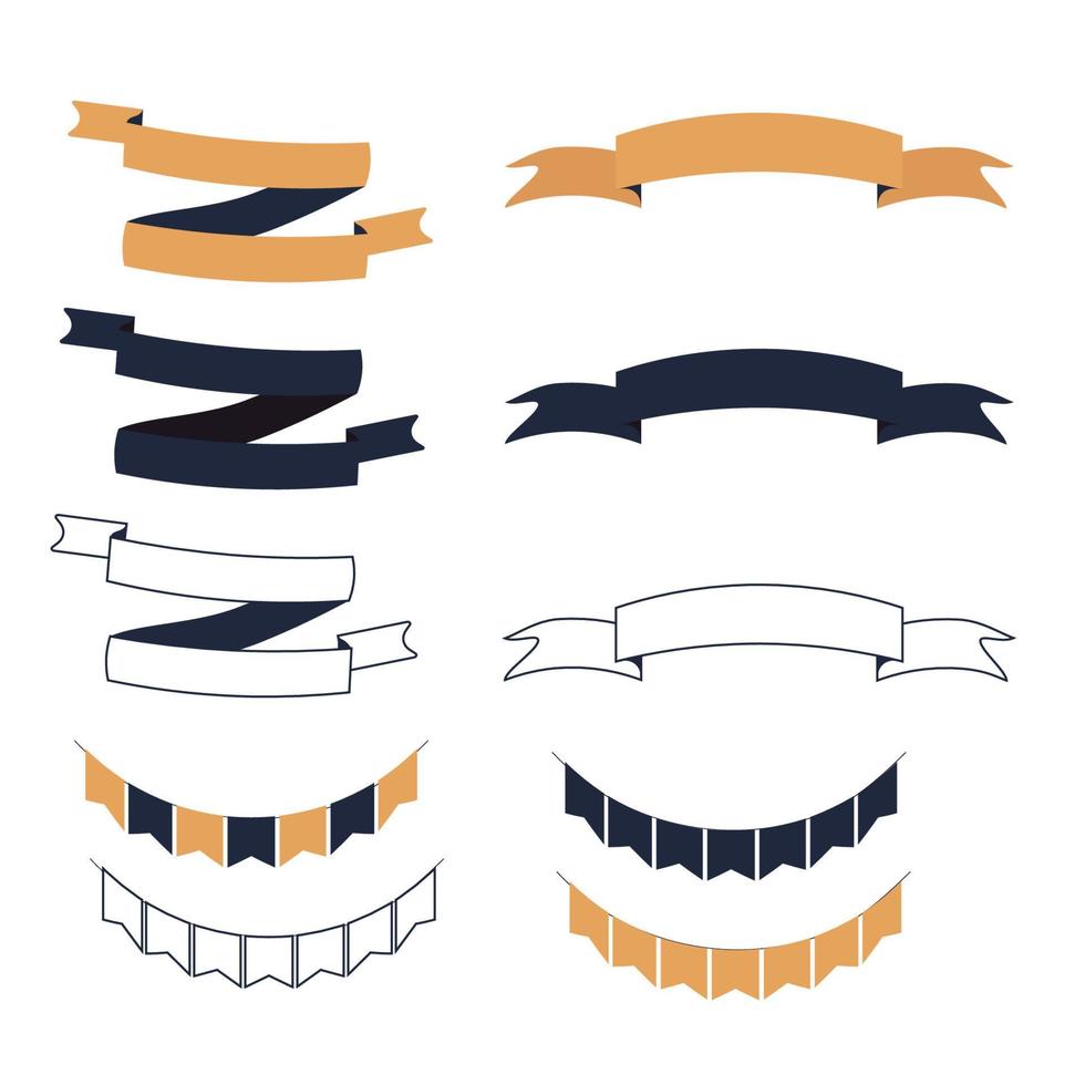 Set of ribbons and labels isolated on white background stock vector illustration. Empty design elements, objects in one style. Vector illustration