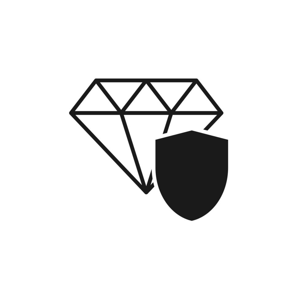 Diamond gemstone vector icon for jewelry with protection sign