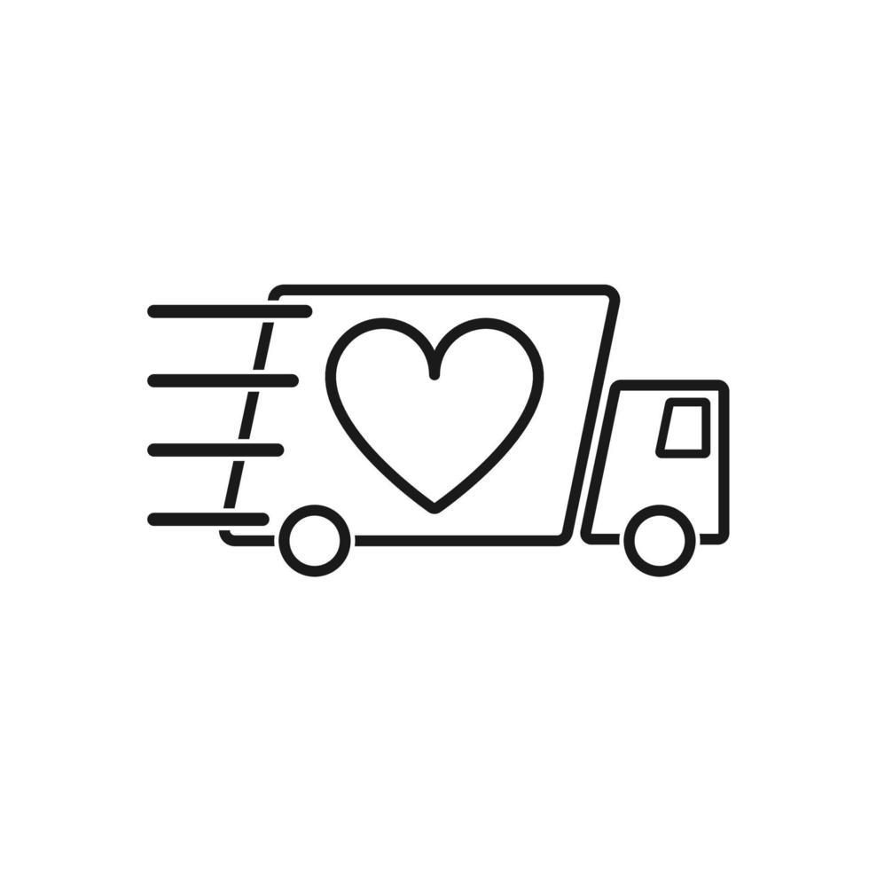 Delivery love truck icon. Vector illustration.