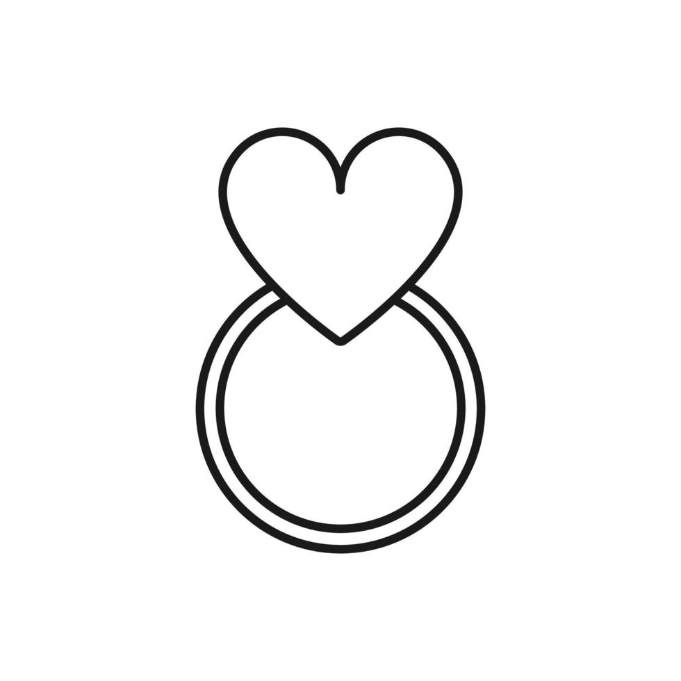 icono plano del anillo del corazón del día de san valentín vector