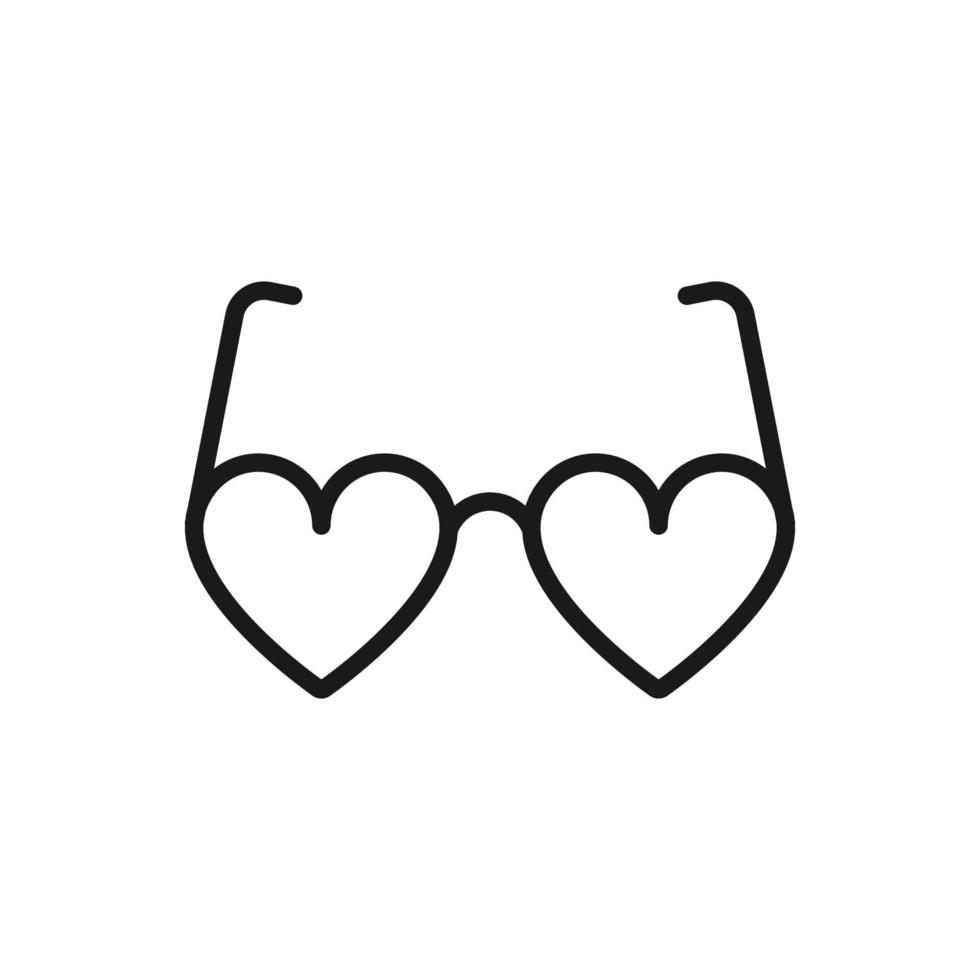 Heart Sunglasses Icon Silhouette, Flat Design. vector