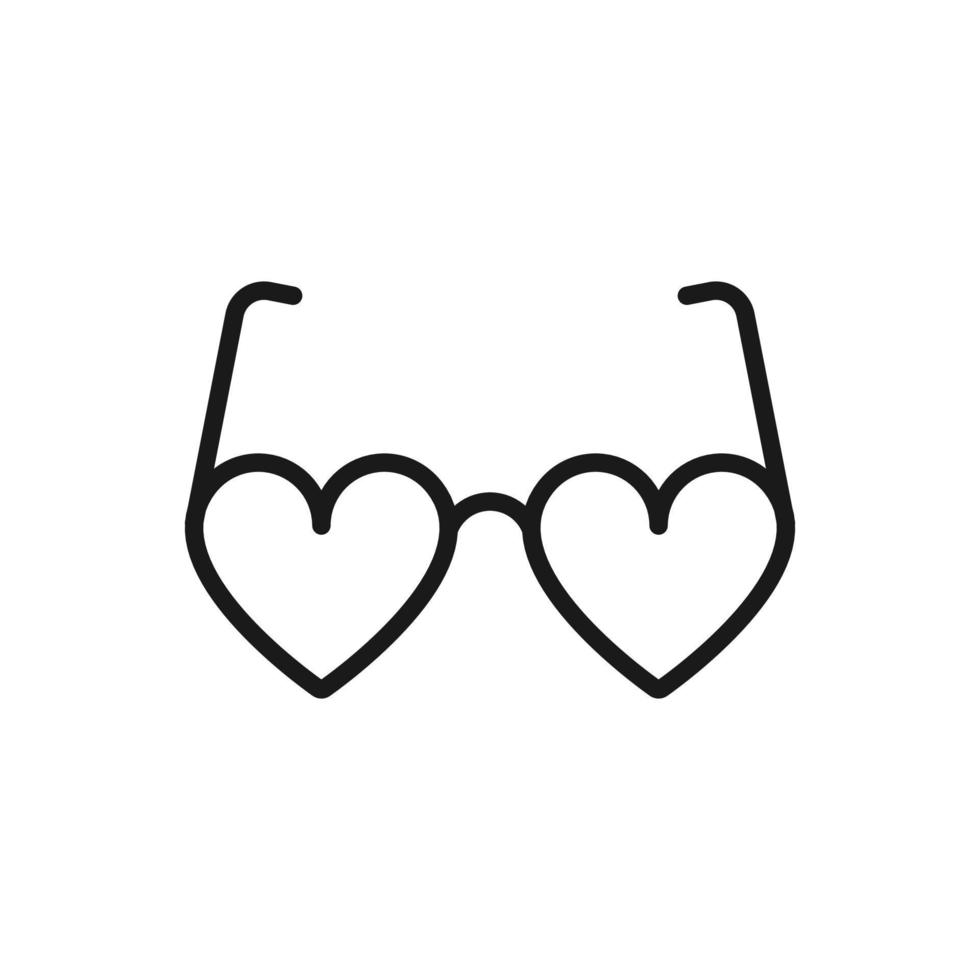 Heart Sunglasses Icon Silhouette, Flat Design. vector