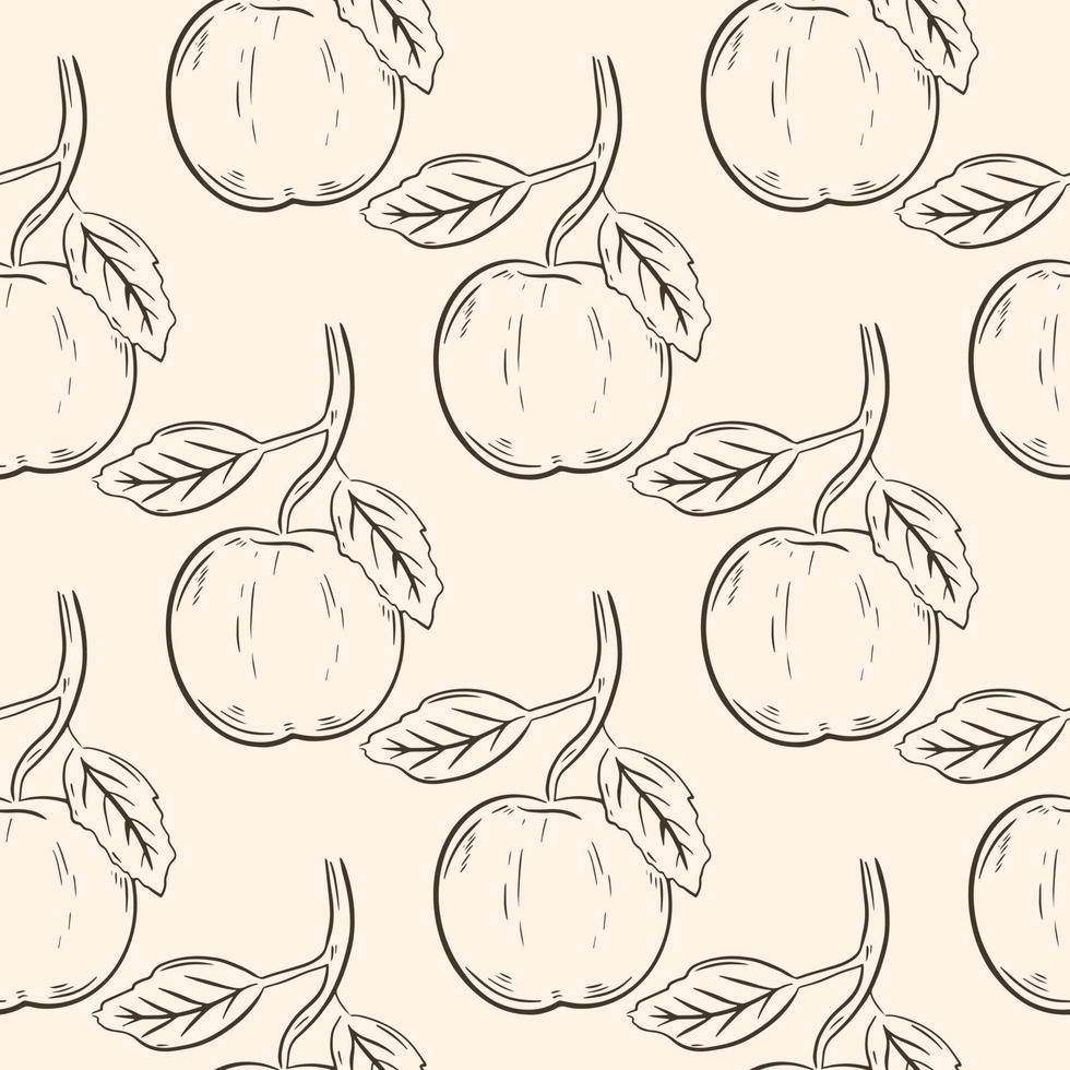 Apples sketch seamless pattern vector illustration