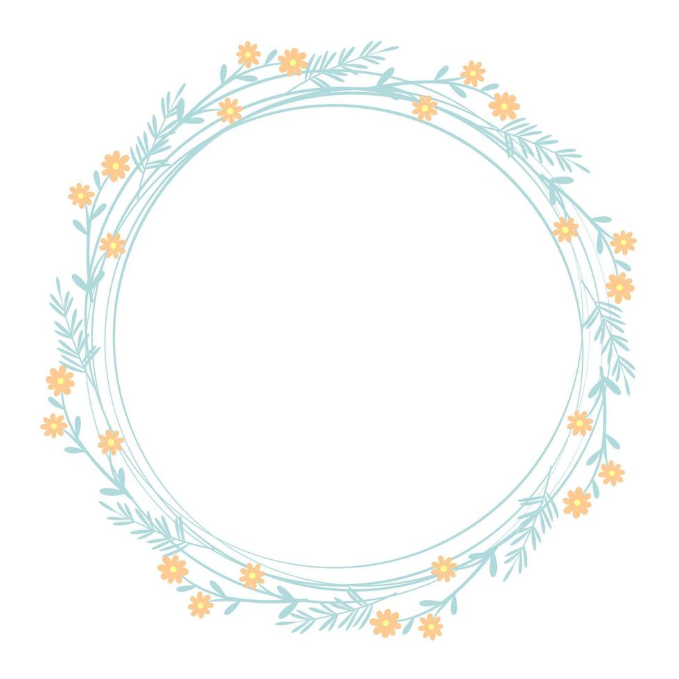 Round spring flower wreath isolated vector