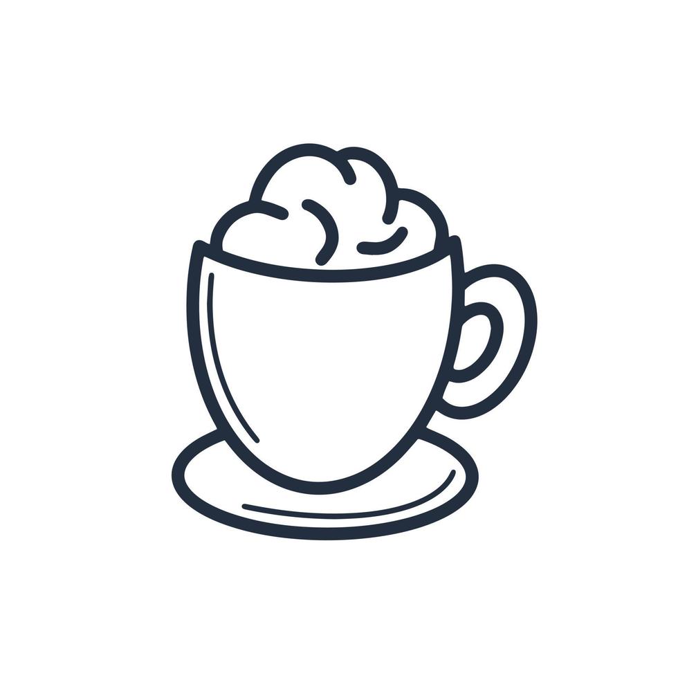 Cup with drink doodle style isolated vector illustration