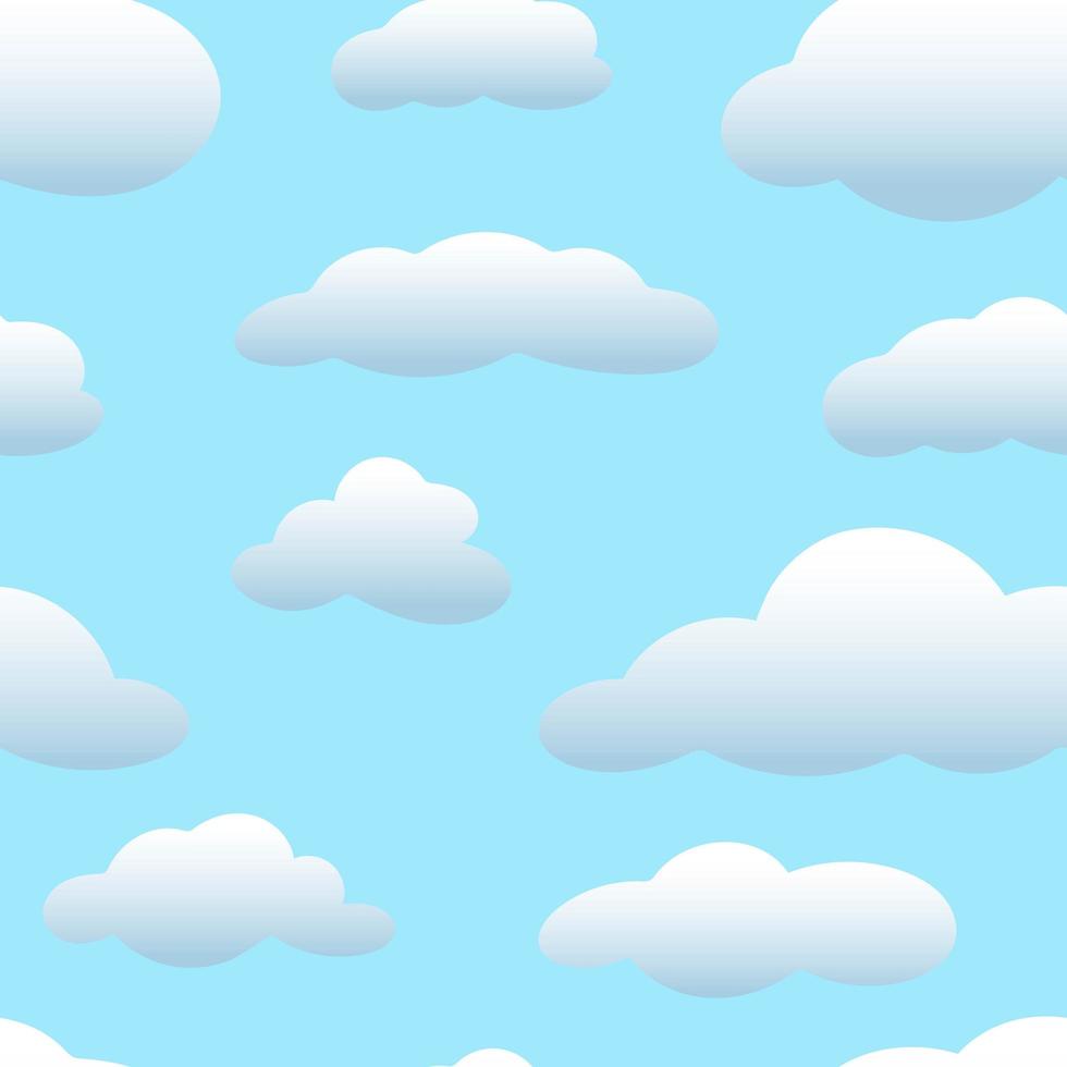 White fluffy clouds on a blue background seamless pattern vector