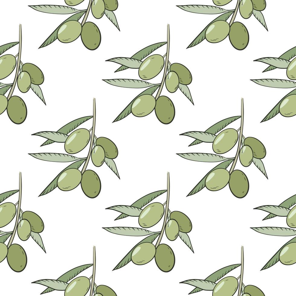 Olives hand drawn seamless pattern vector