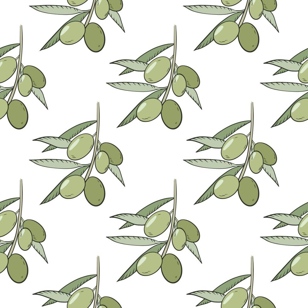 Olives hand drawn seamless pattern vector