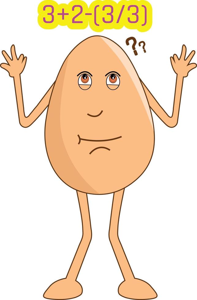 Confused student egg cartoon doing mathematical calculations Vector Illustration