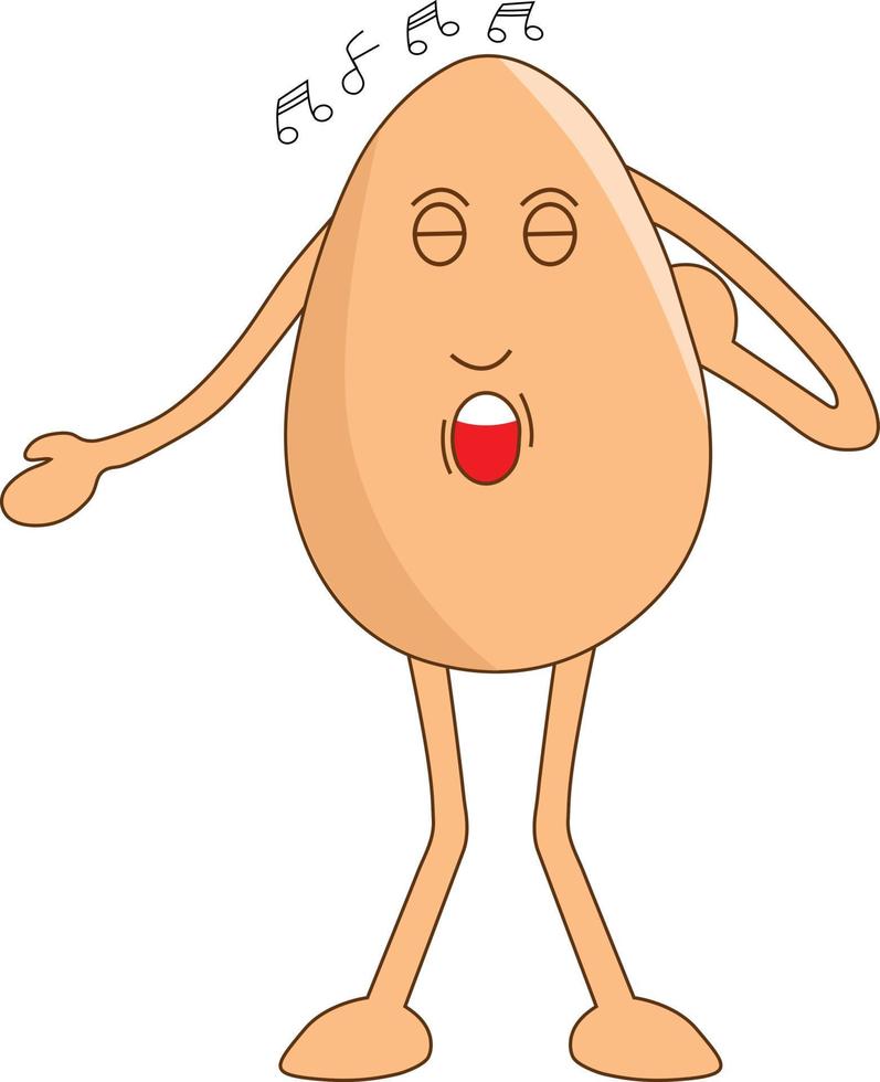 Singer egg cartoon singing a song. Vector Illustration.