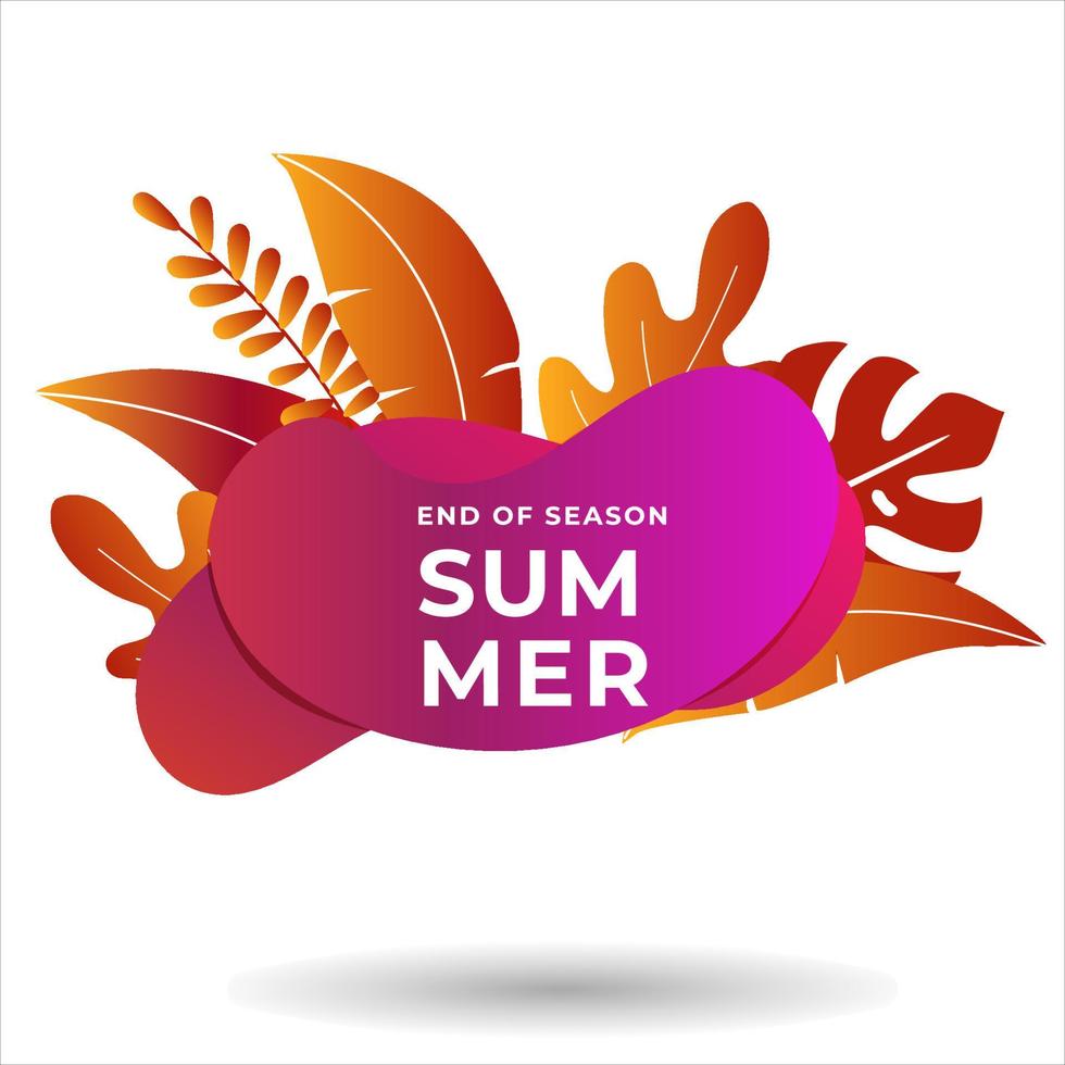 Vector poster with tropical leaves and text Summer Sale on Shape Gradient Color Style.Sale banner template design, Flash sale special offer set and discount . - Vector