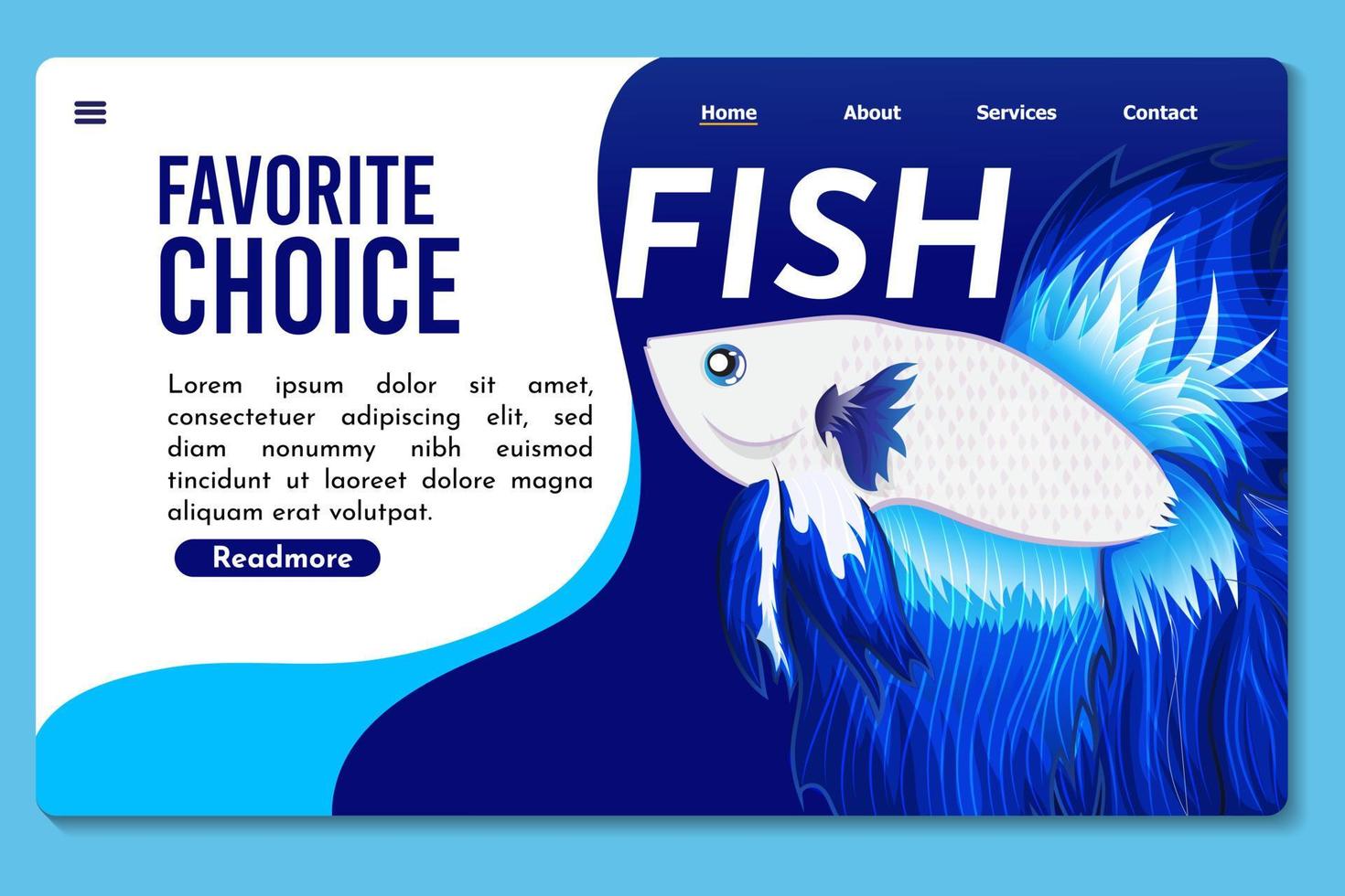 landing page or web page design templates for petshop, aquaspace, fish and betta fish . handrawn  vector illustration concepts for website and mobile website development.