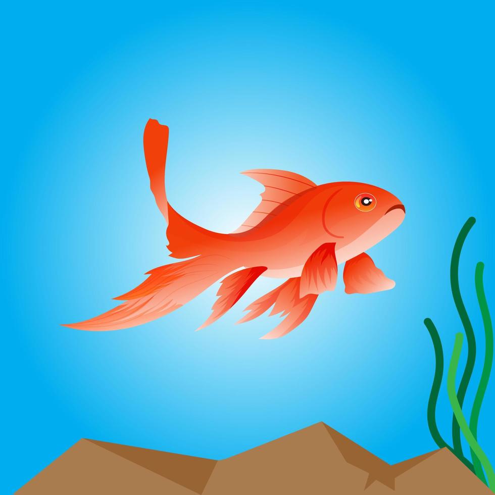 ilustración vector de peces dorados exóticos para la lección del niño o además de libros para colorear